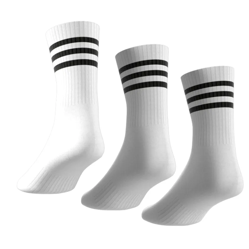 Adidas 3 Stripes Cushioned Sportwear Crew Socks 3 Pair Pack - White/Black