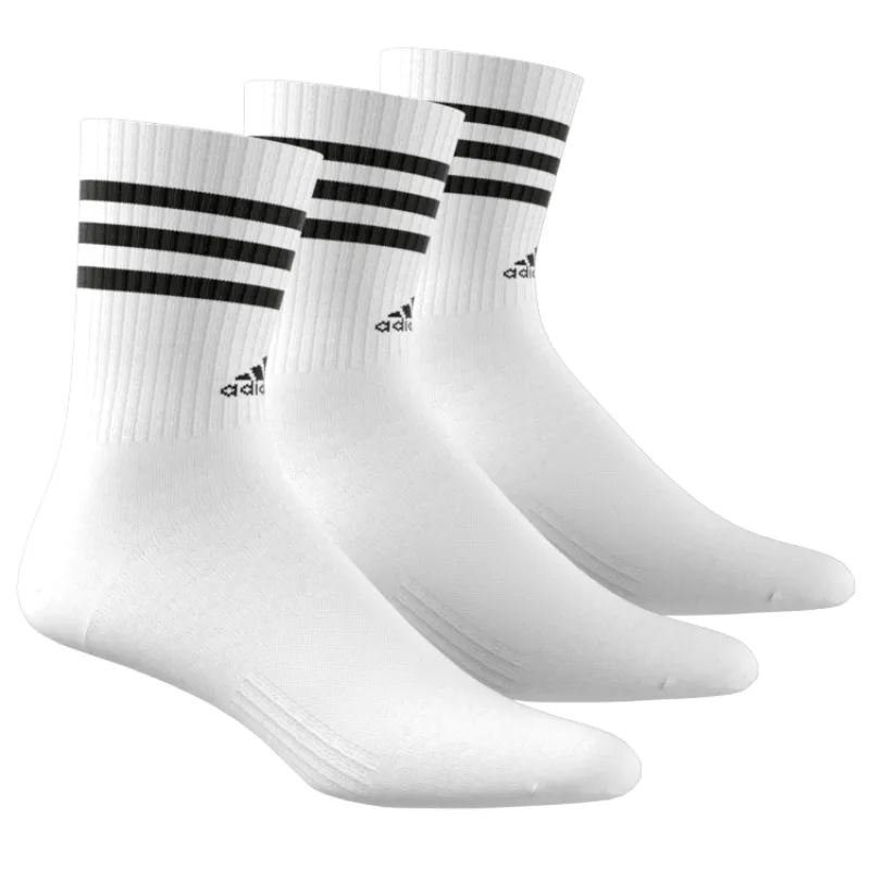 Adidas 3 Stripes Cushioned Sportwear Crew Socks 3 Pair Pack - White/Black