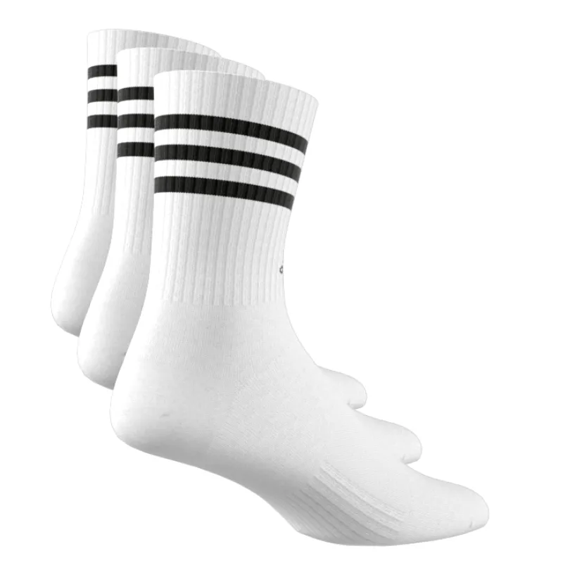 Adidas 3 Stripes Cushioned Sportwear Crew Socks 3 Pair Pack - White/Black