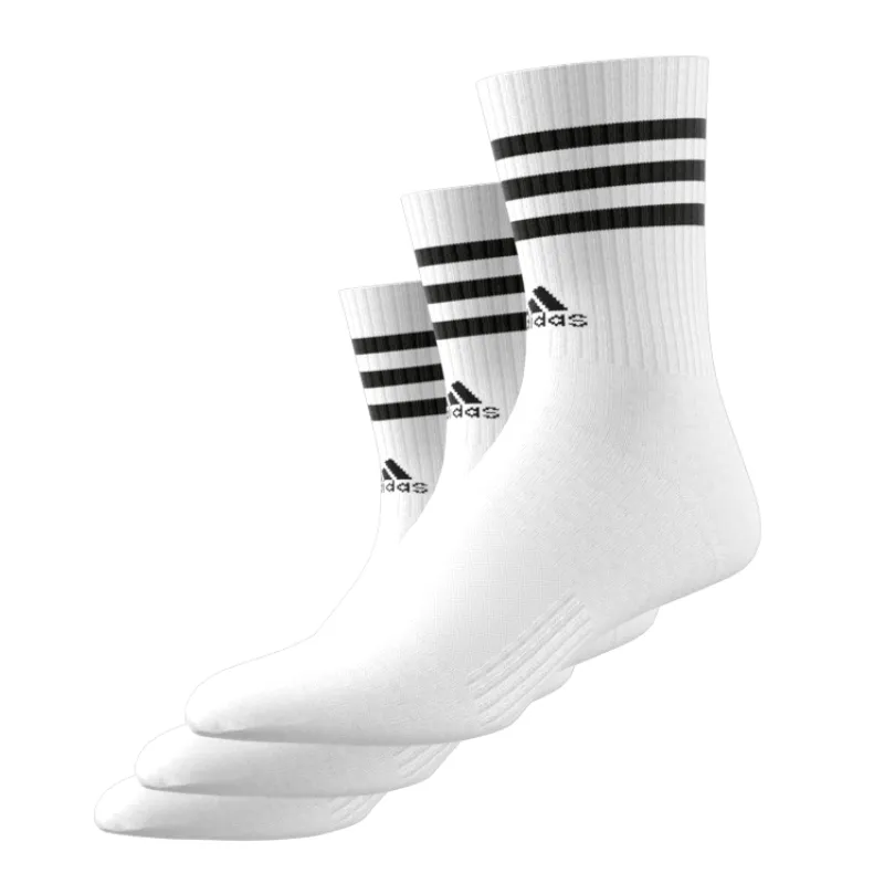 Adidas 3 Stripes Cushioned Sportwear Crew Socks 3 Pair Pack - White/Black