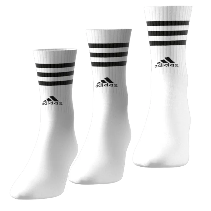 Adidas 3 Stripes Cushioned Sportwear Crew Socks 3 Pair Pack - White/Black