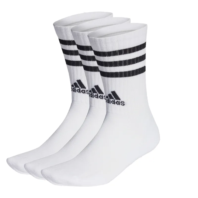 Adidas 3 Stripes Cushioned Sportwear Crew Socks 3 Pair Pack - White/Black