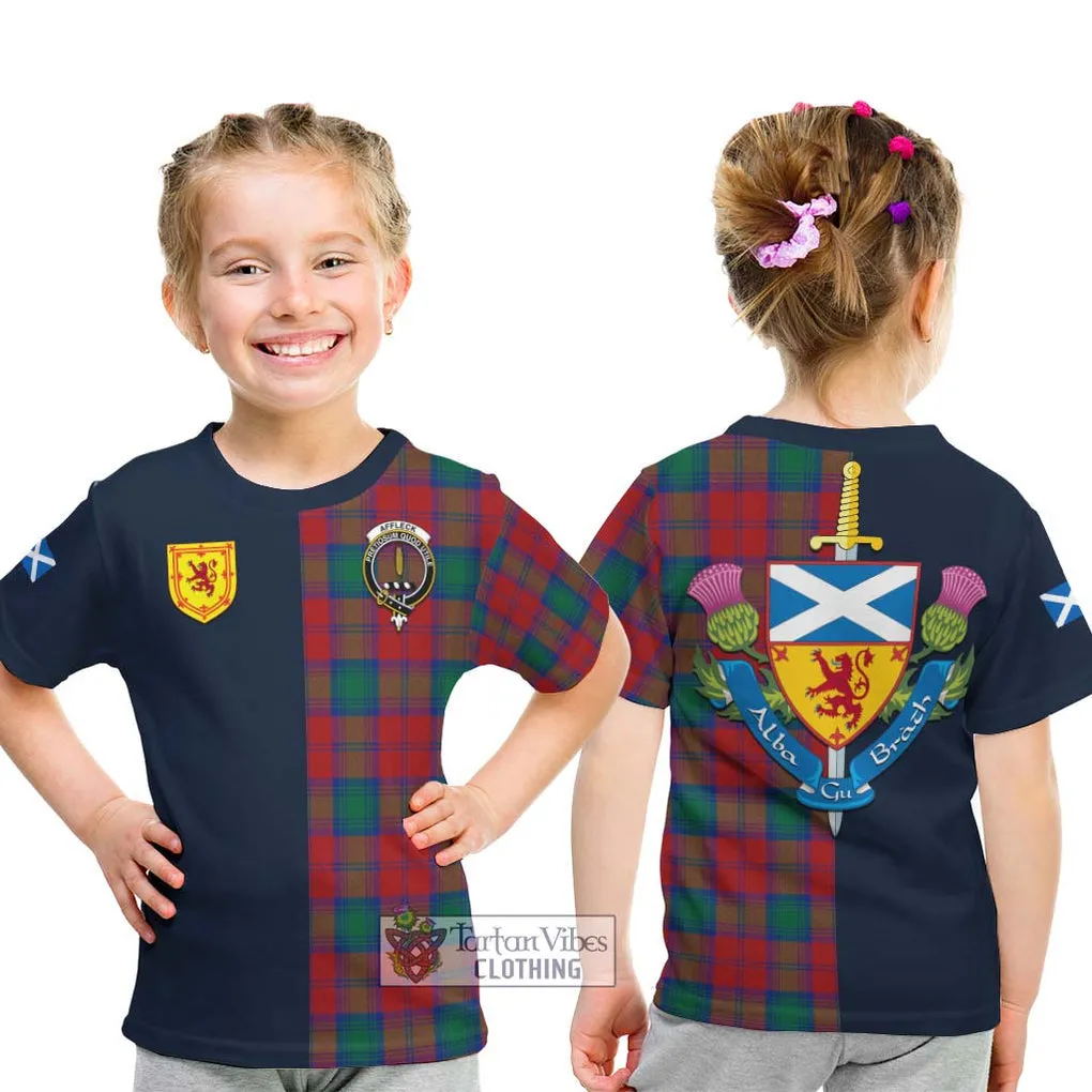 Affleck Tartan Kid T-Shirt Alba with Scottish Lion Royal Arm Half Style