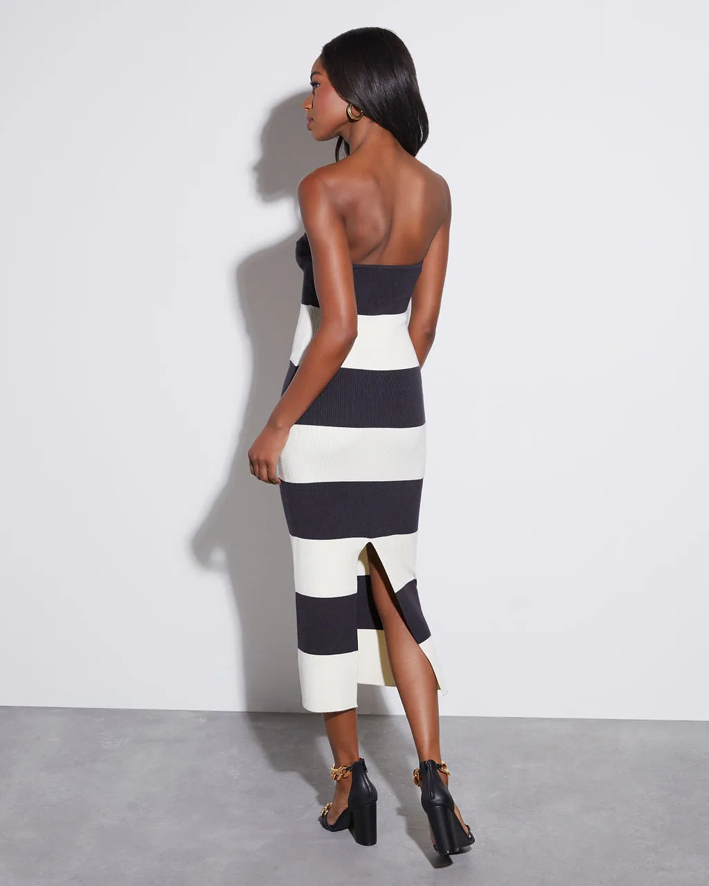 Anika Striped Bodycon Midi Dress