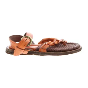 A.S.98 Tarron Canvas A66001-101 Womens Orange Leather Strap Sandals Shoes