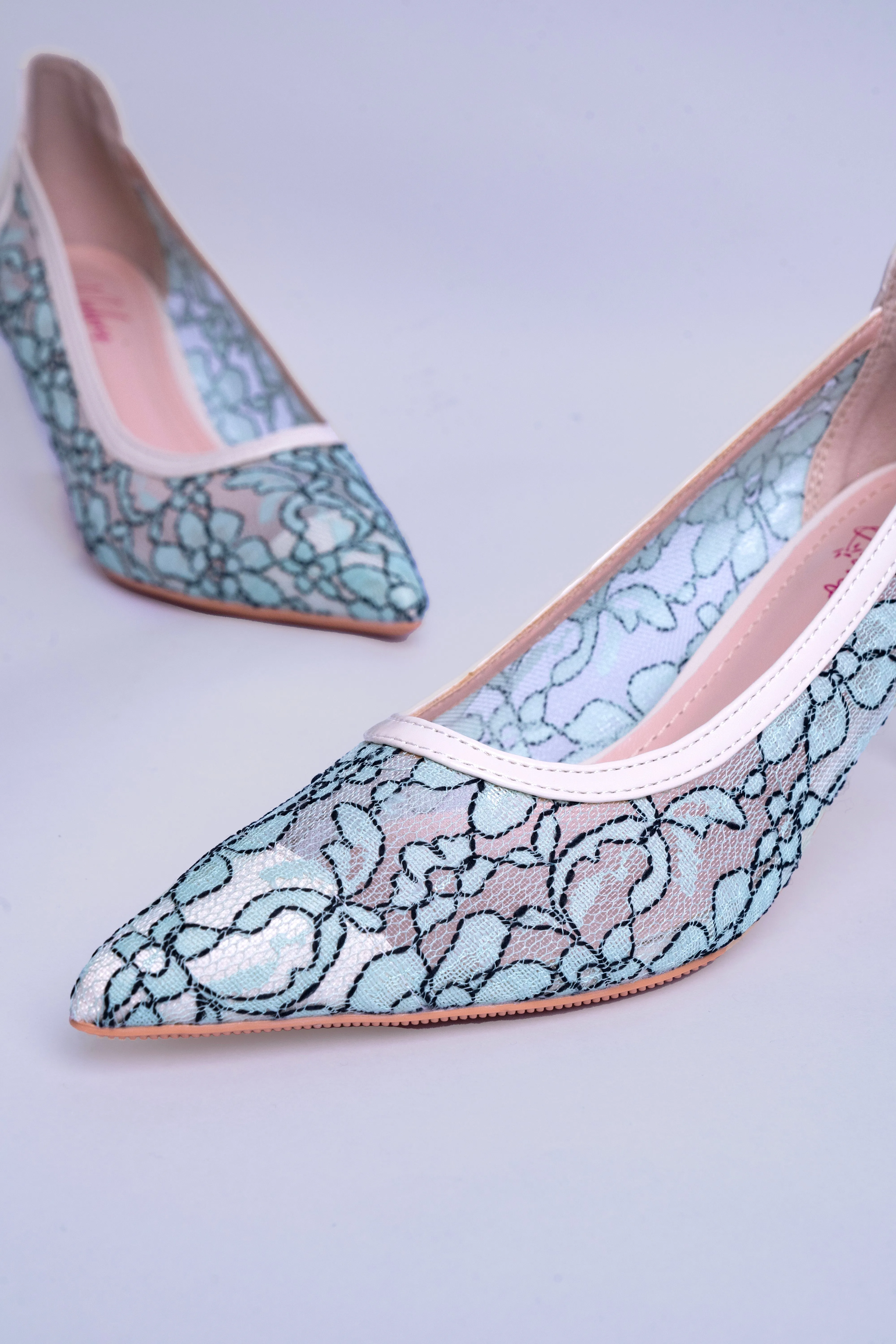 Aurora Green Lace Heels