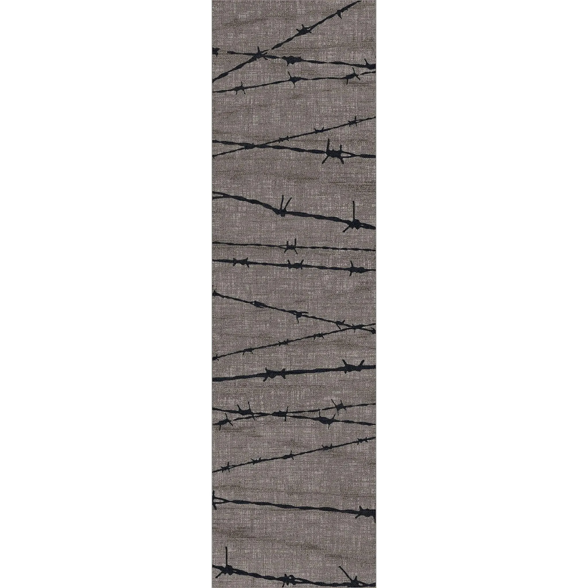 Barbed Wire Area Rugs in Grey