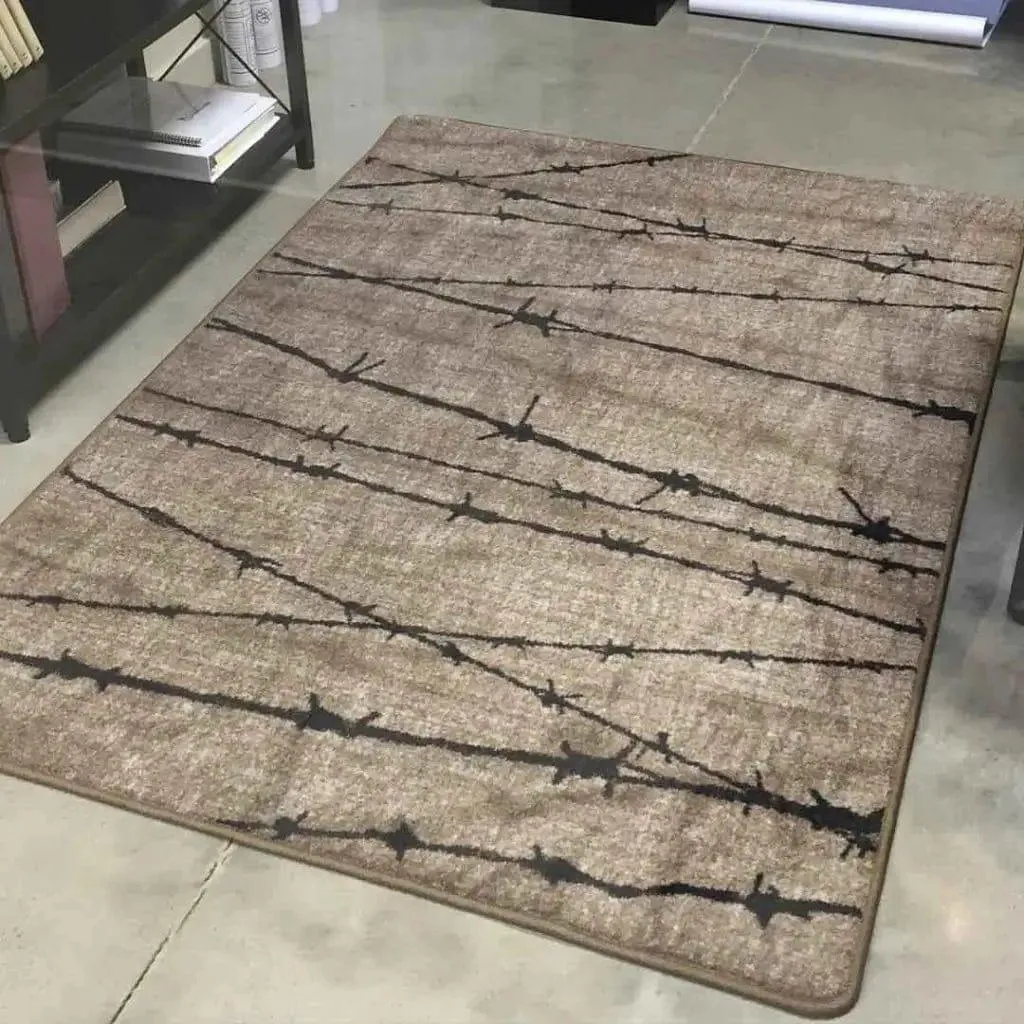 Barbed Wire Area Rugs in Grey