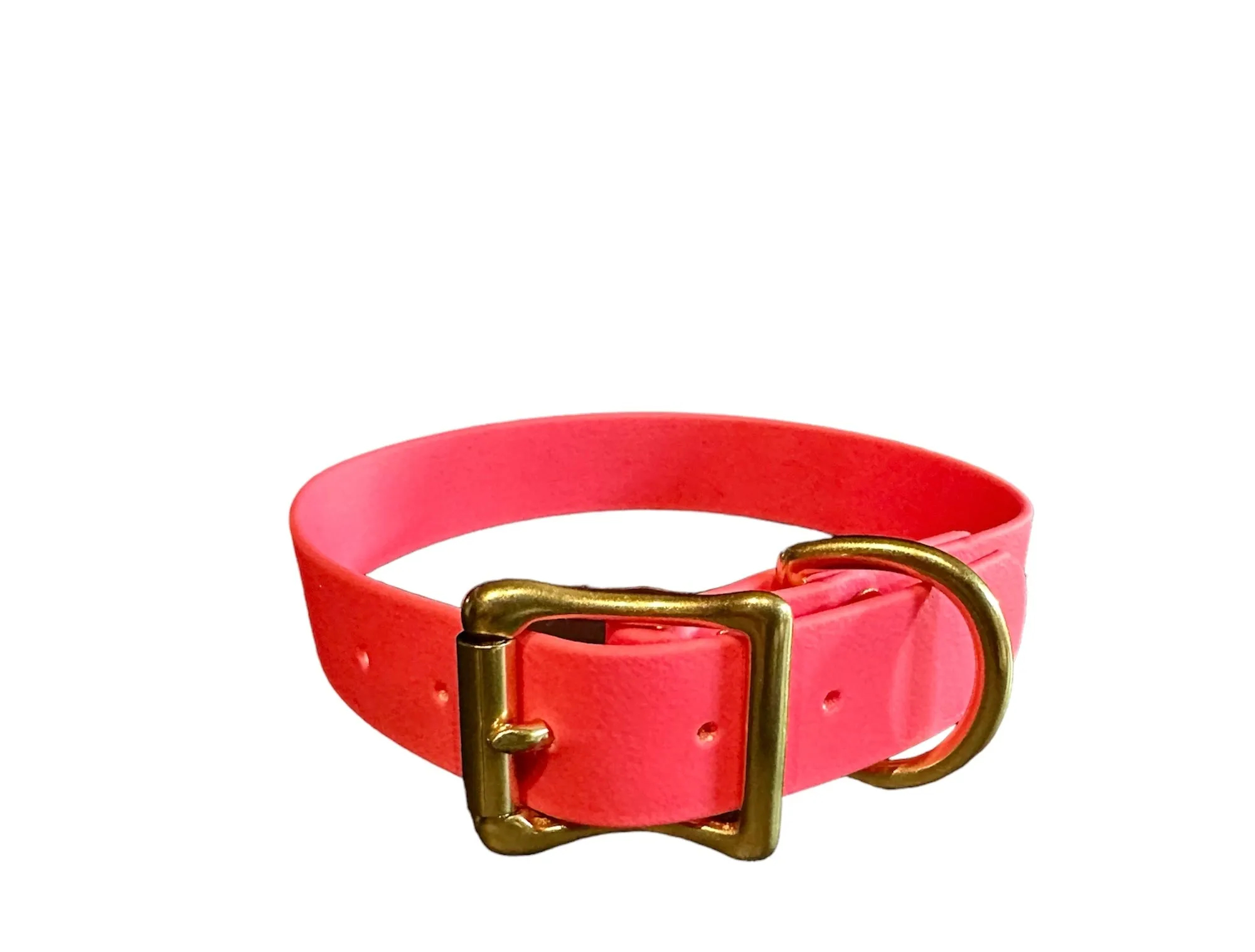 Biothane Waterproof Dog Collar, Passion Fruit Pink with Solid Brass Rustproof Hardware