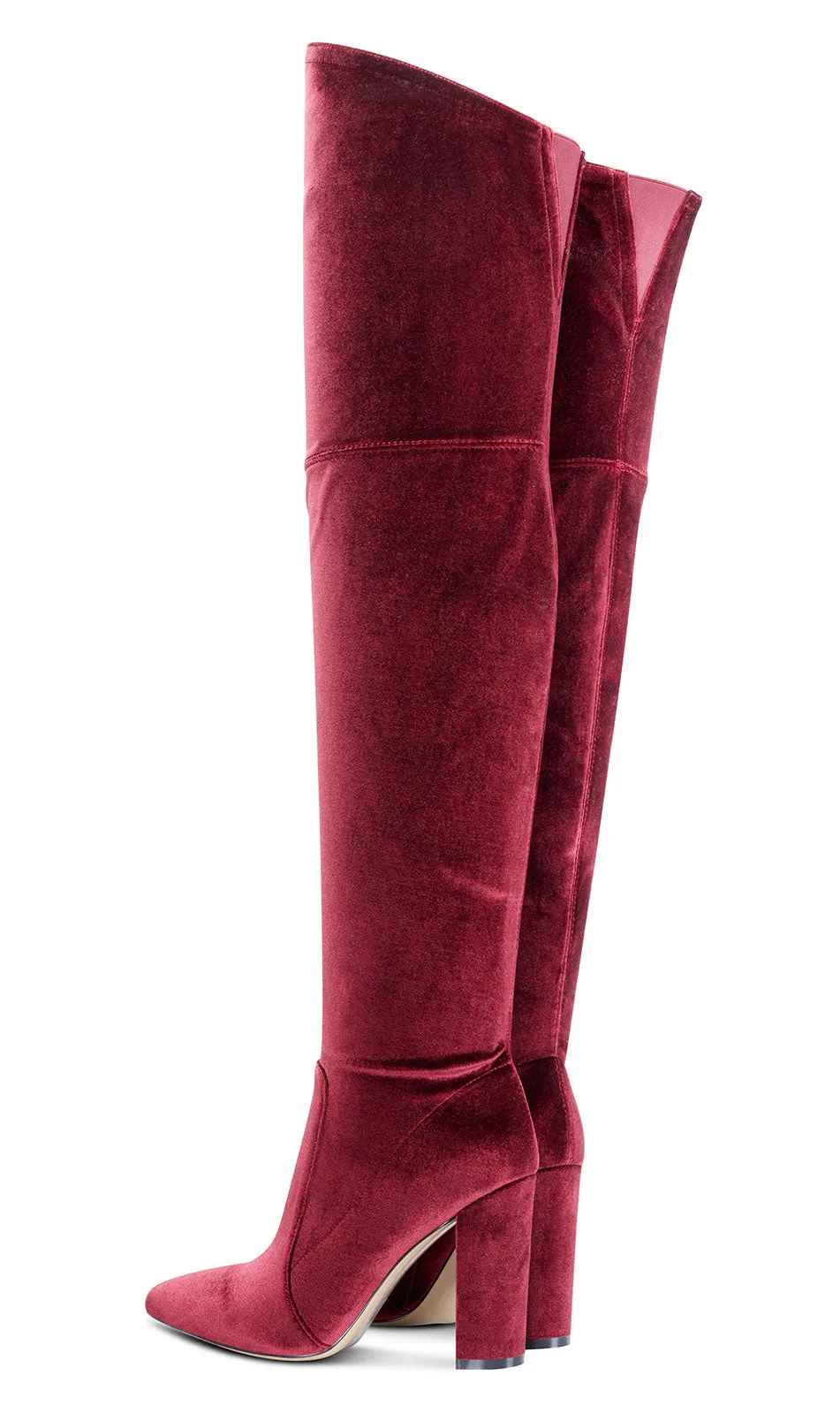 CASTAMERE Womens High Heels Over The Knee Boots Sexy Pointy Toe Chunky Block 10CM Heel Boot with Zipper