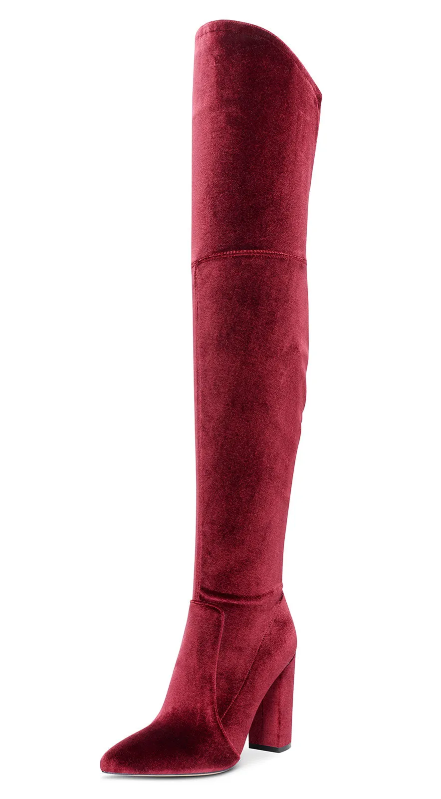 CASTAMERE Womens High Heels Over The Knee Boots Sexy Pointy Toe Chunky Block 10CM Heel Boot with Zipper