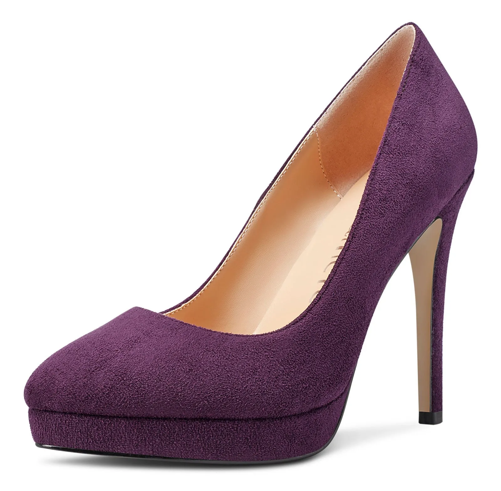 CASTAMERE Womens High Heels Platform Pumps Slip-on Stilettos 12CM Heel Office Dress Suede Shoes