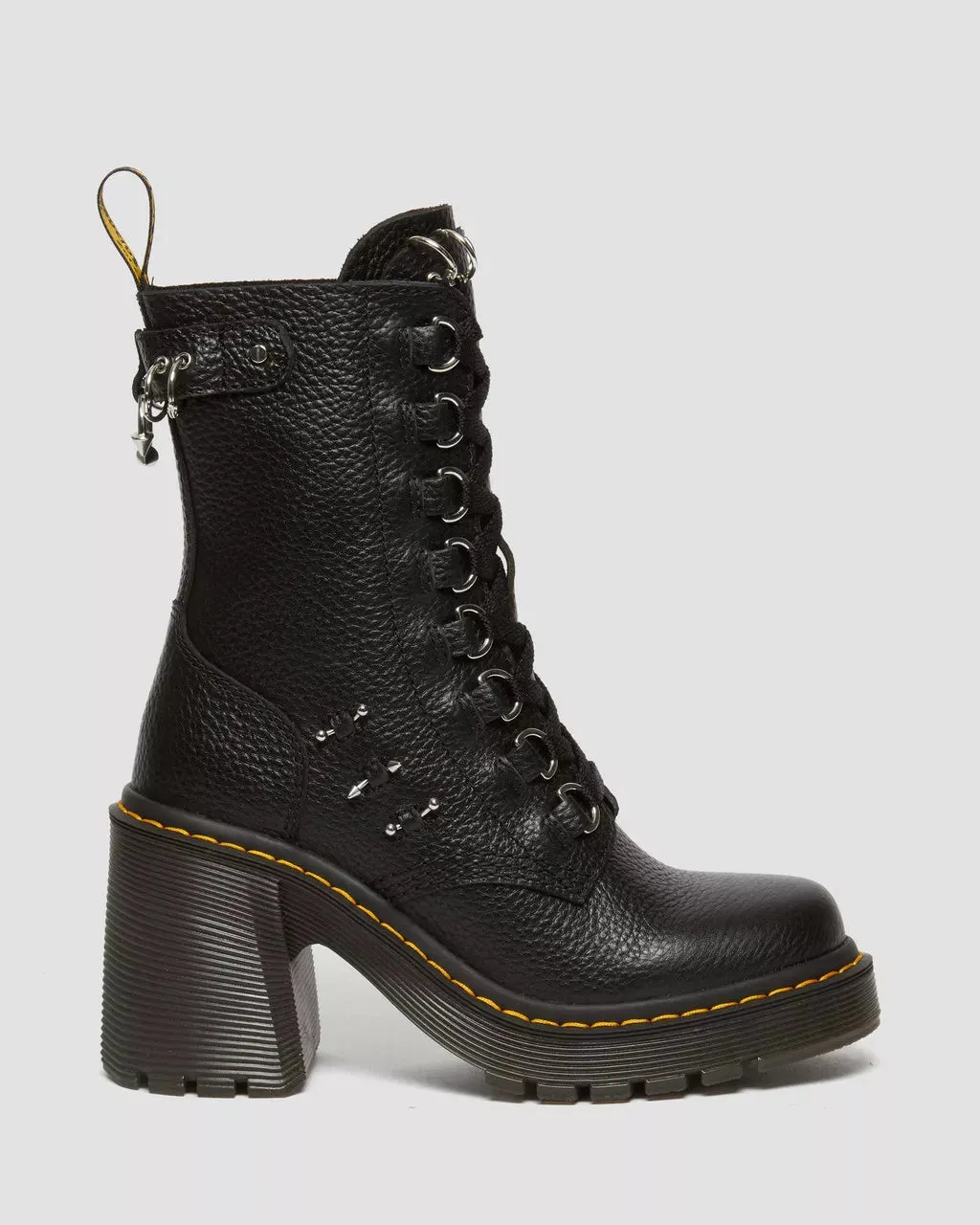 Chesney Piercing Leather Flared Heel Lace Up Boots