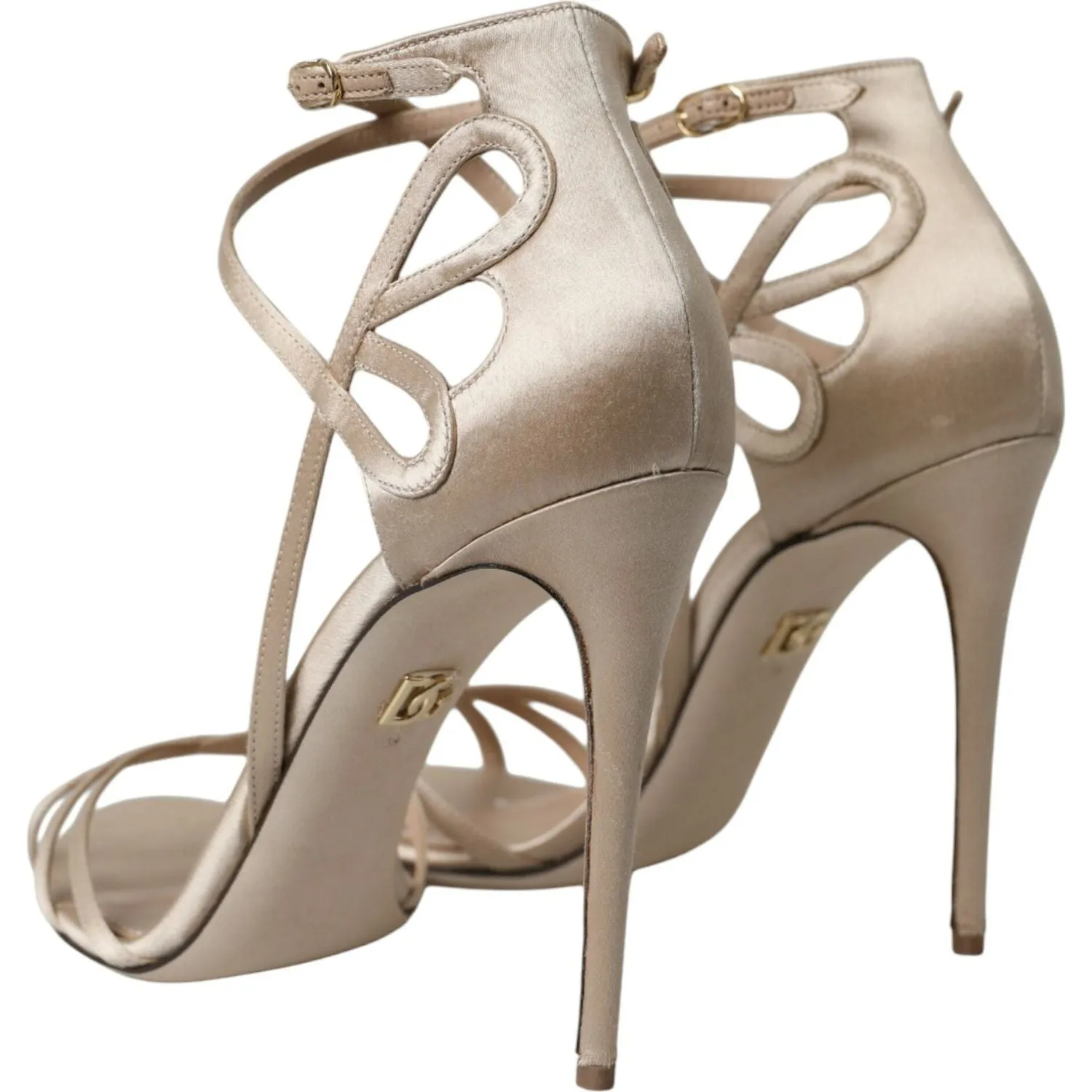 Dolce & Gabbana Beige Leather Strappy Heels Sandals Shoes