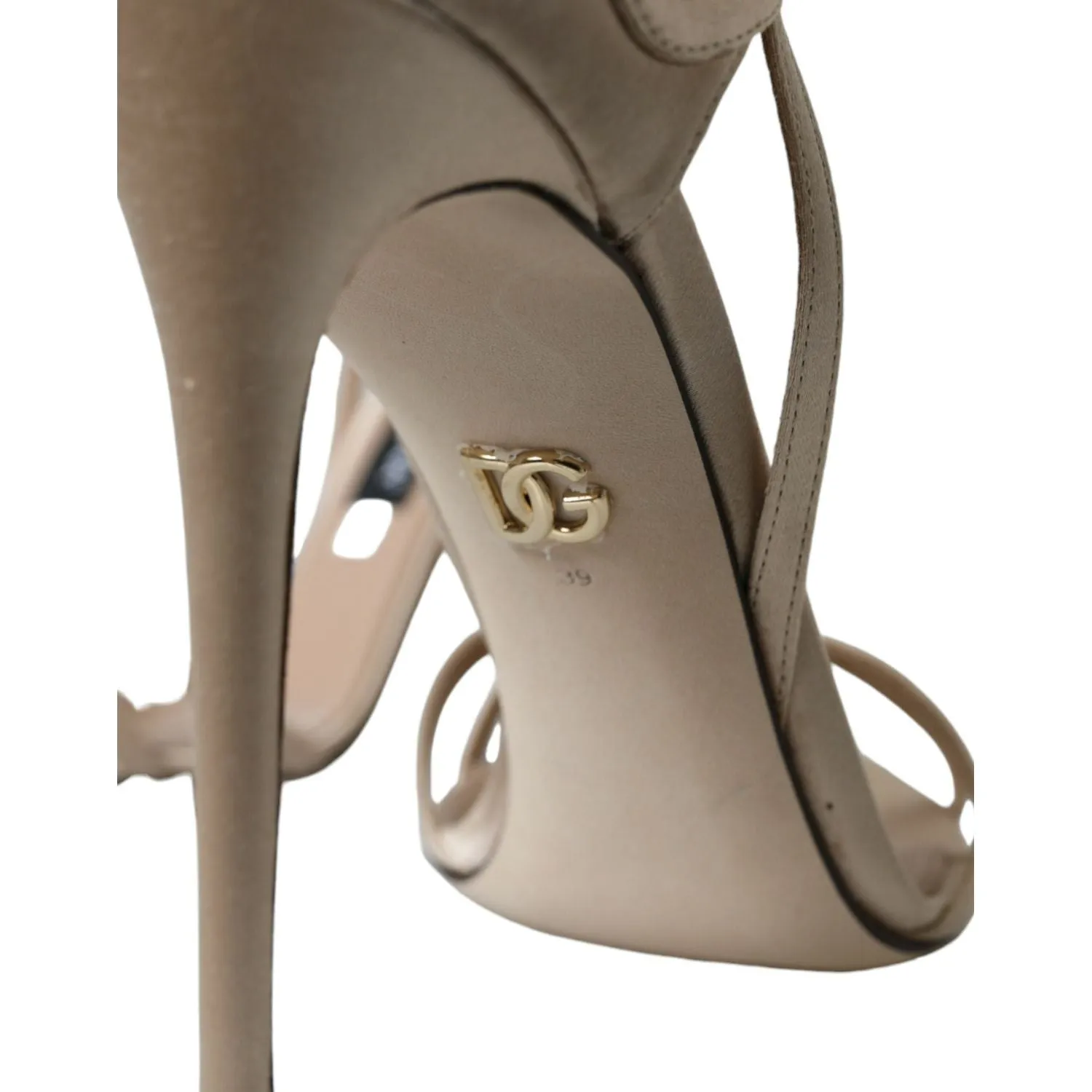 Dolce & Gabbana Beige Leather Strappy Heels Sandals Shoes