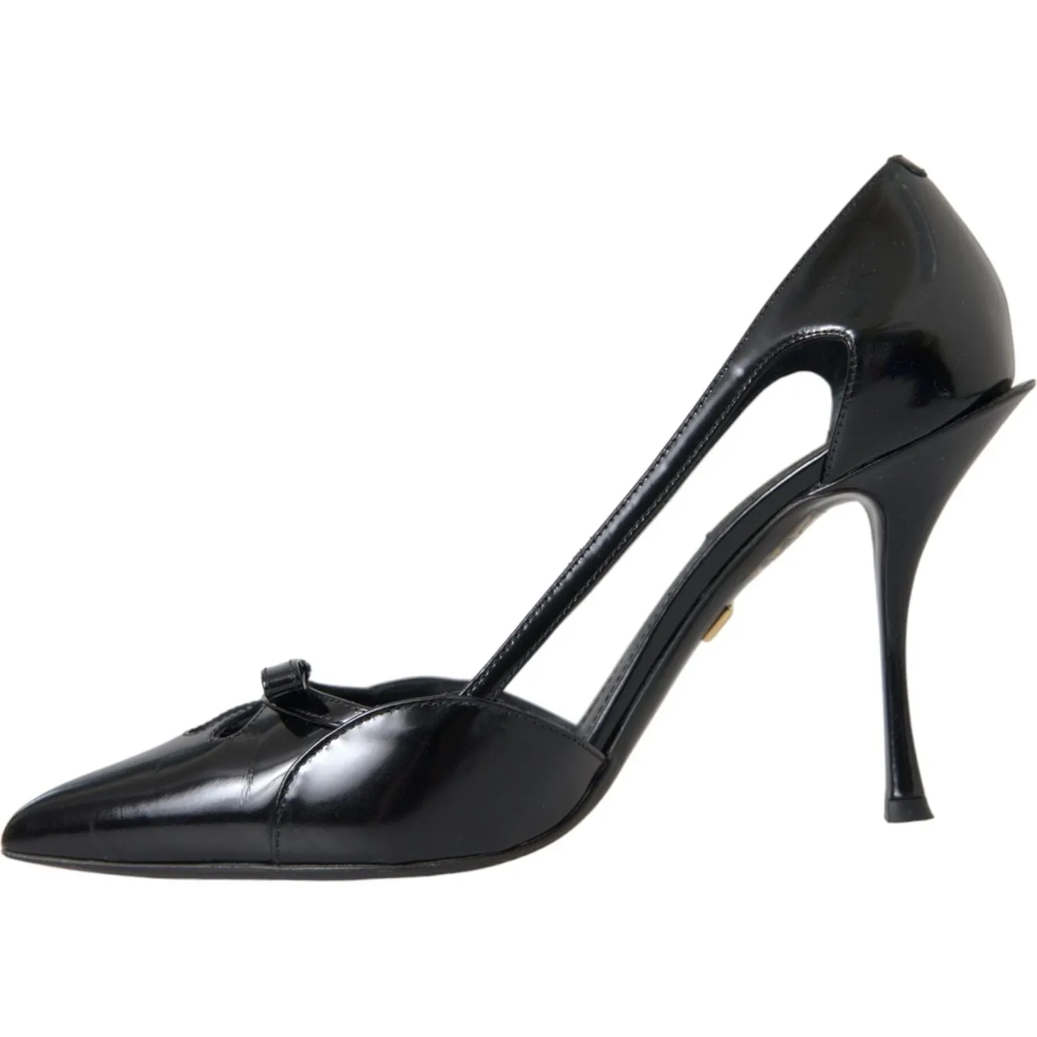 Dolce & Gabbana Black Calf Leather Pointed Heels Pumps Shoes