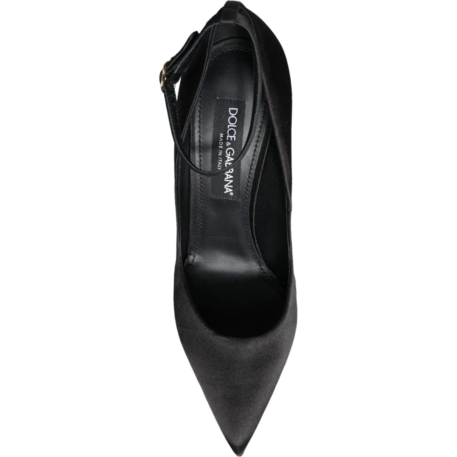 Dolce & Gabbana Black Satin Ankle Strap Heels Pumps Shoes