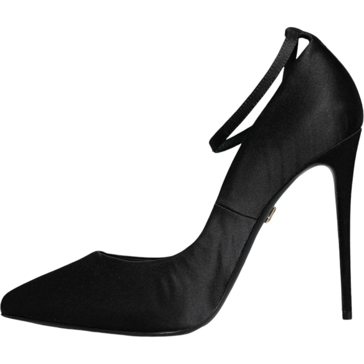 Dolce & Gabbana Black Satin Ankle Strap Heels Pumps Shoes