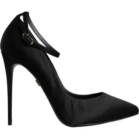 Dolce & Gabbana Black Satin Ankle Strap Heels Pumps Shoes