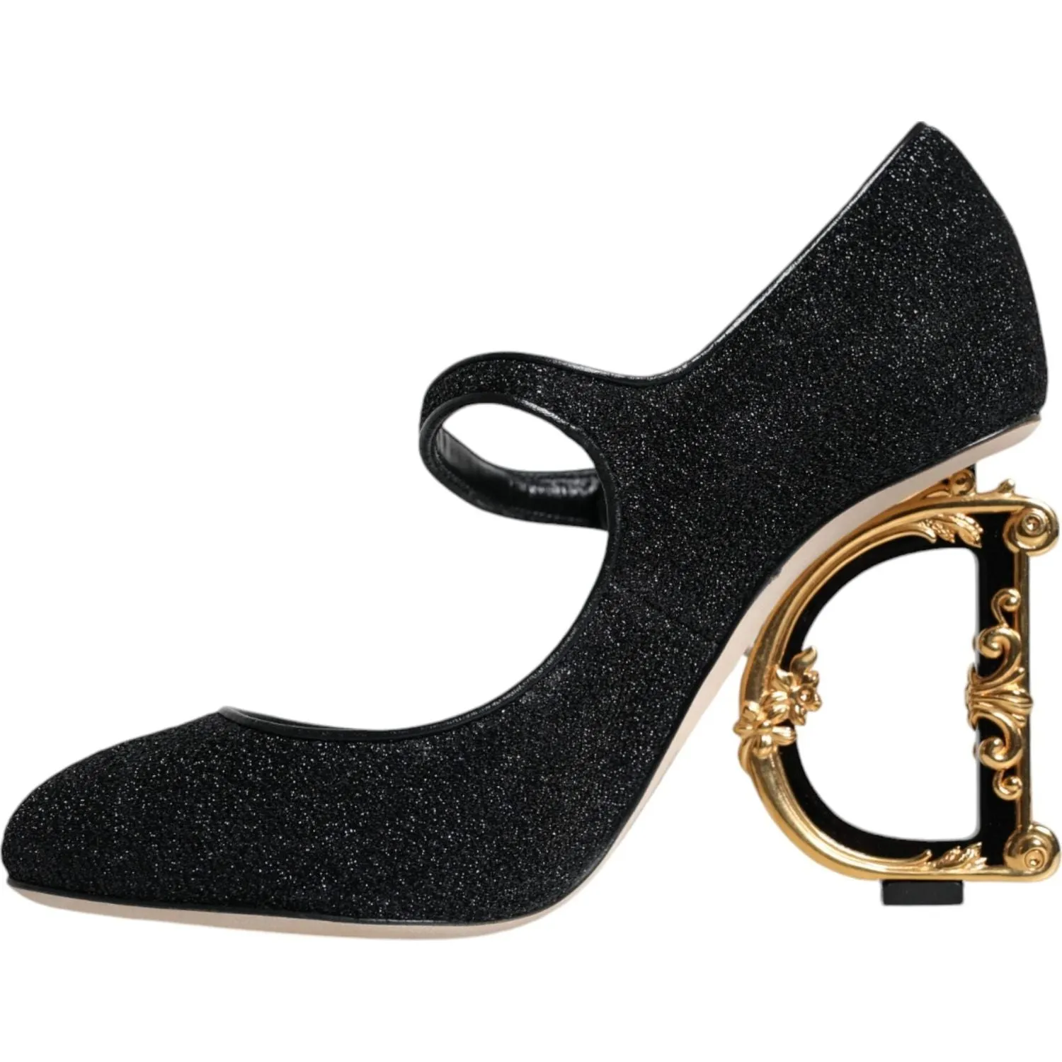 Dolce & Gabbana Black Suede Mary Jane Heel Sandals Shoes