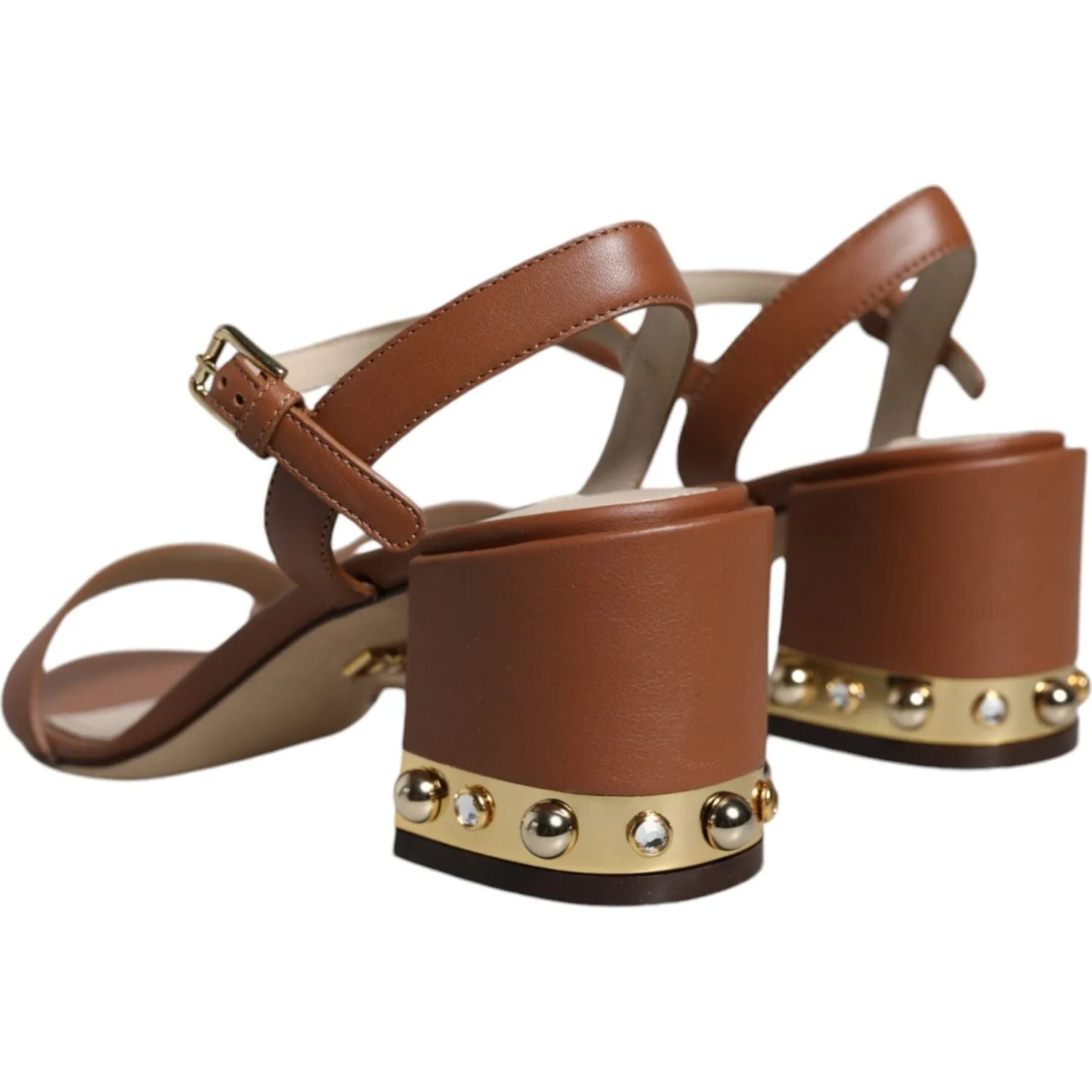 Dolce & Gabbana Brown Leather Ankle Strap Sandals Shoes