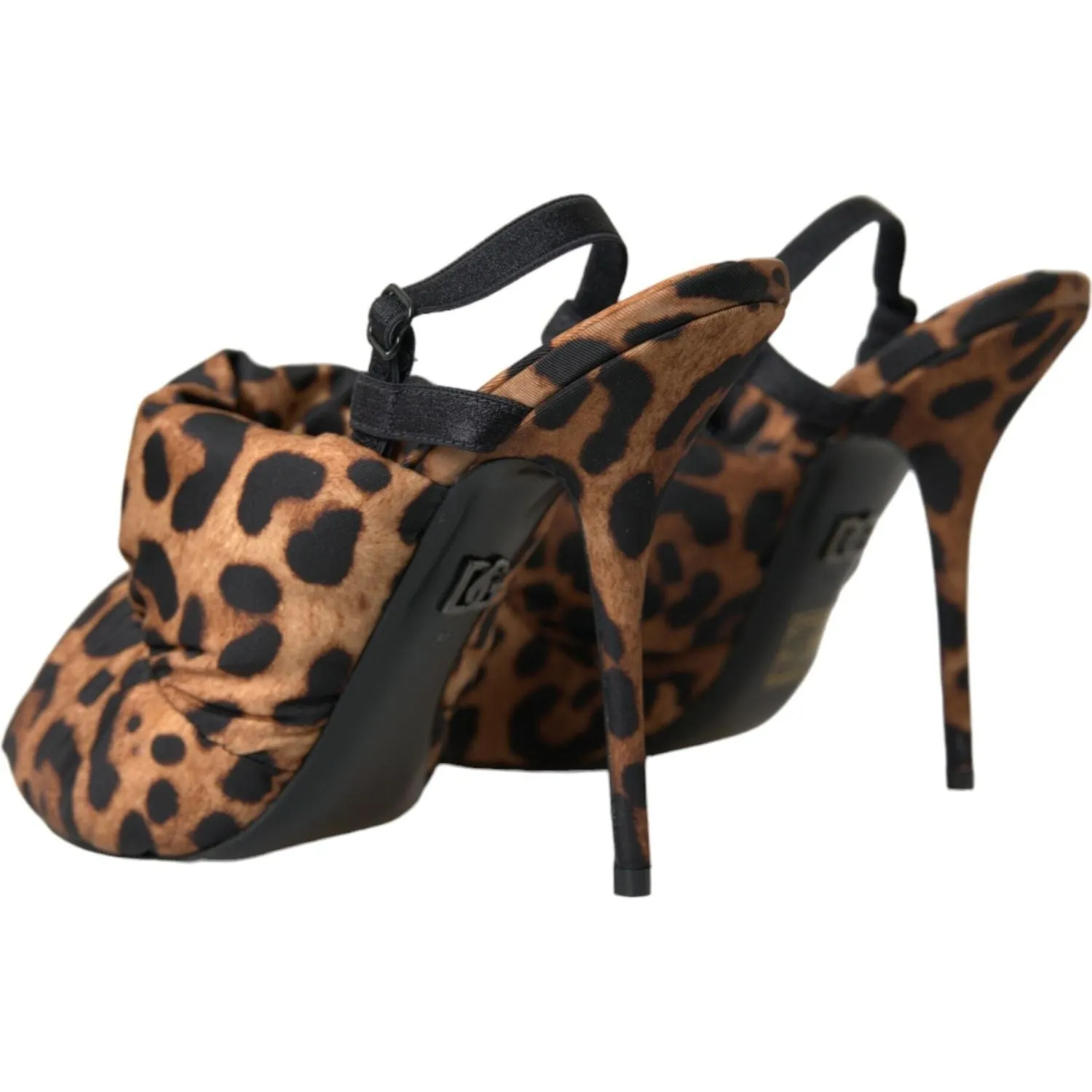 Dolce & Gabbana Brown Leopard Slingback Heels Sandals Shoes