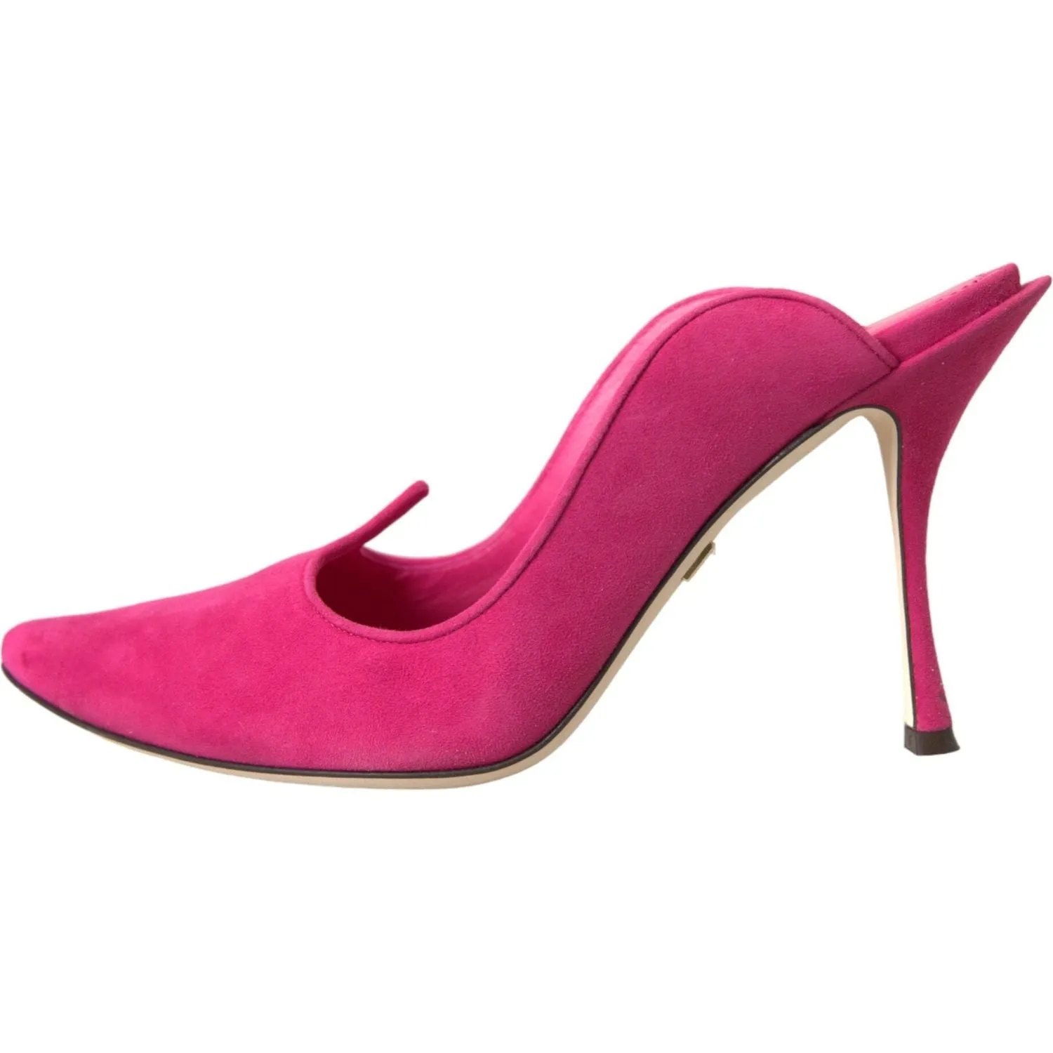 Dolce & Gabbana Fuchsia Suede Leather Mules Sandals Shoes