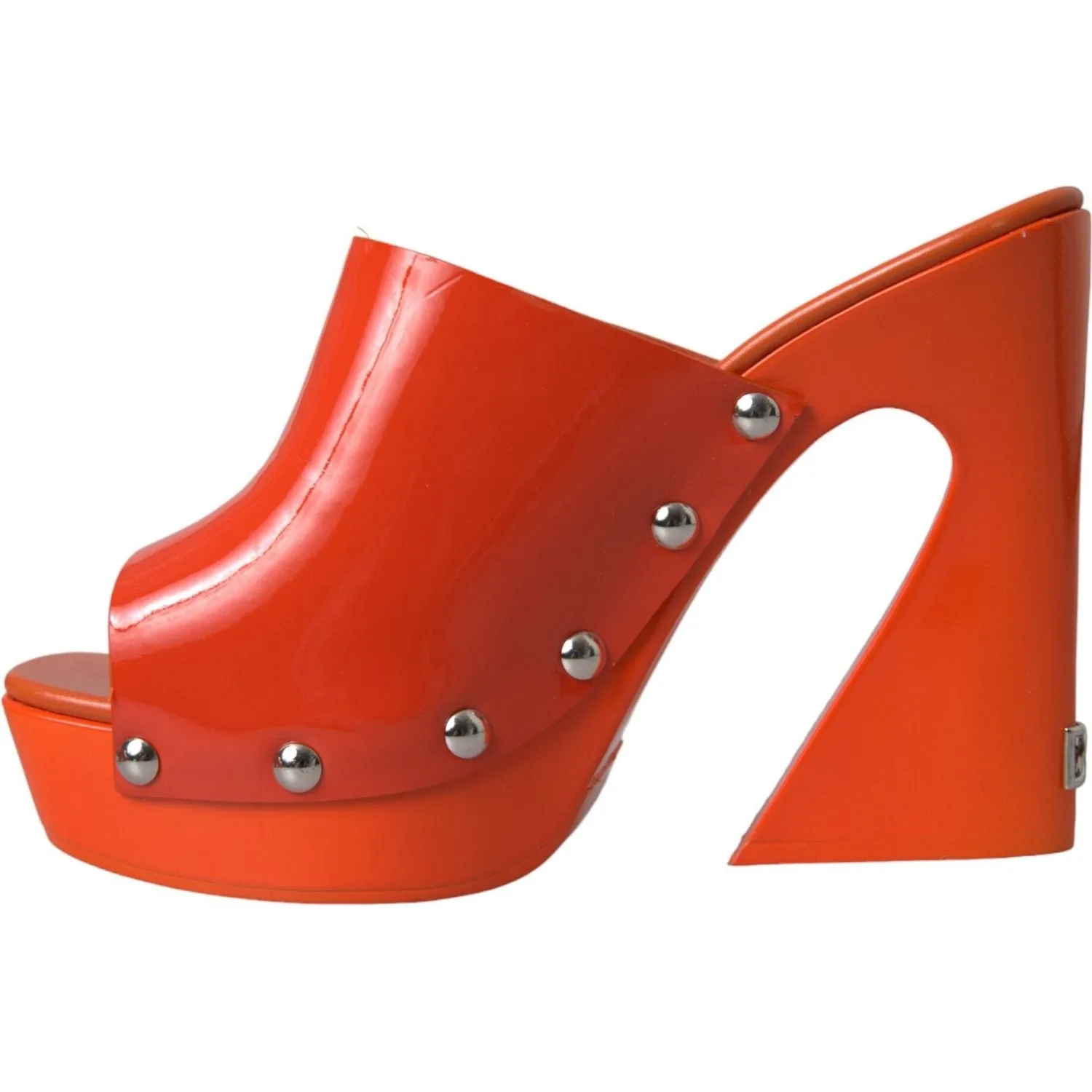 Dolce & Gabbana Orange Leather Mules Sandals Heels Shoes