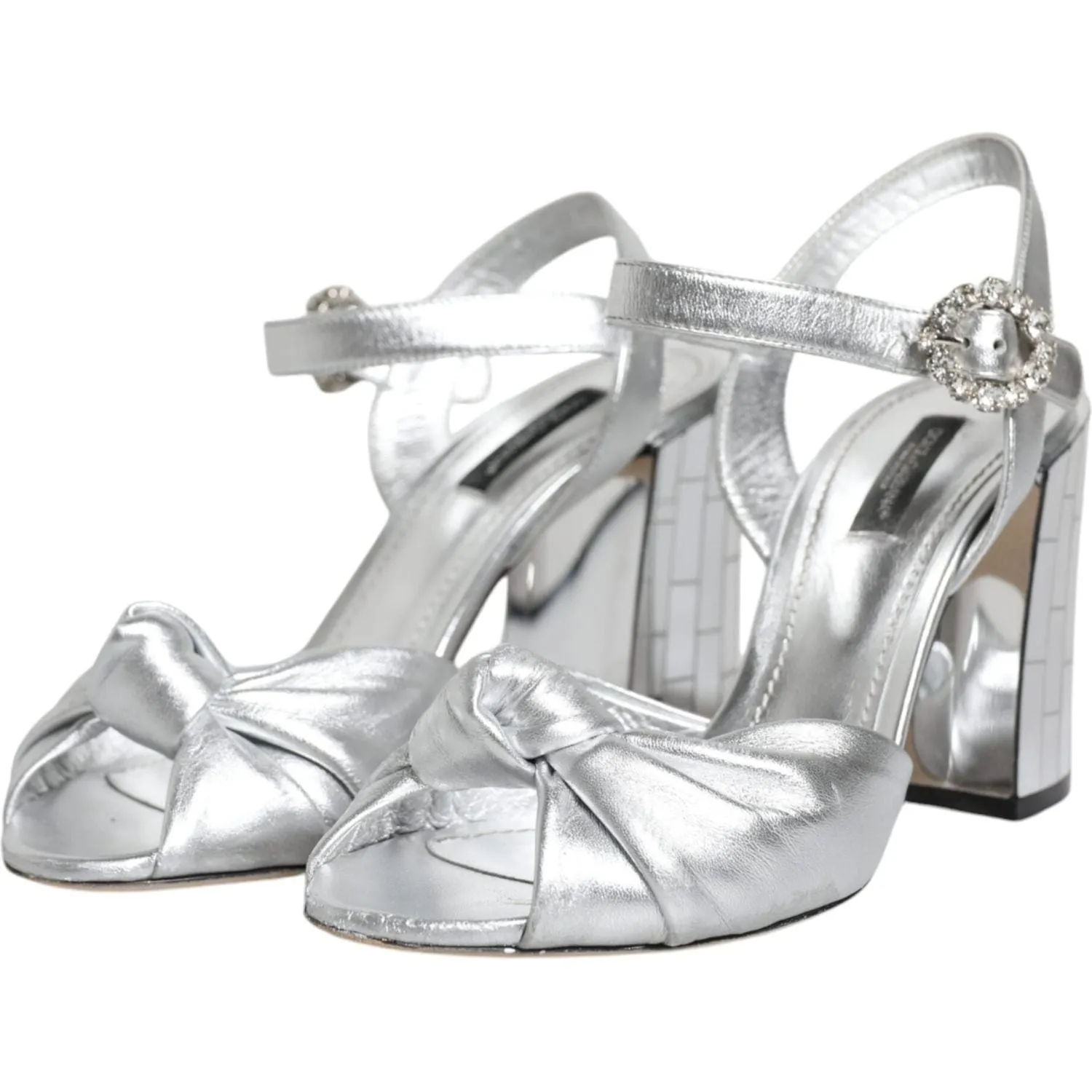 Dolce & Gabbana Silver Mirror Heels KEIRA Sandals Shoes