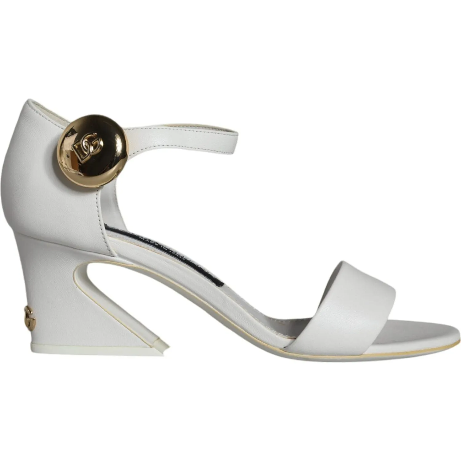 Dolce & Gabbana White Leather Heels Keira Sandals Shoes