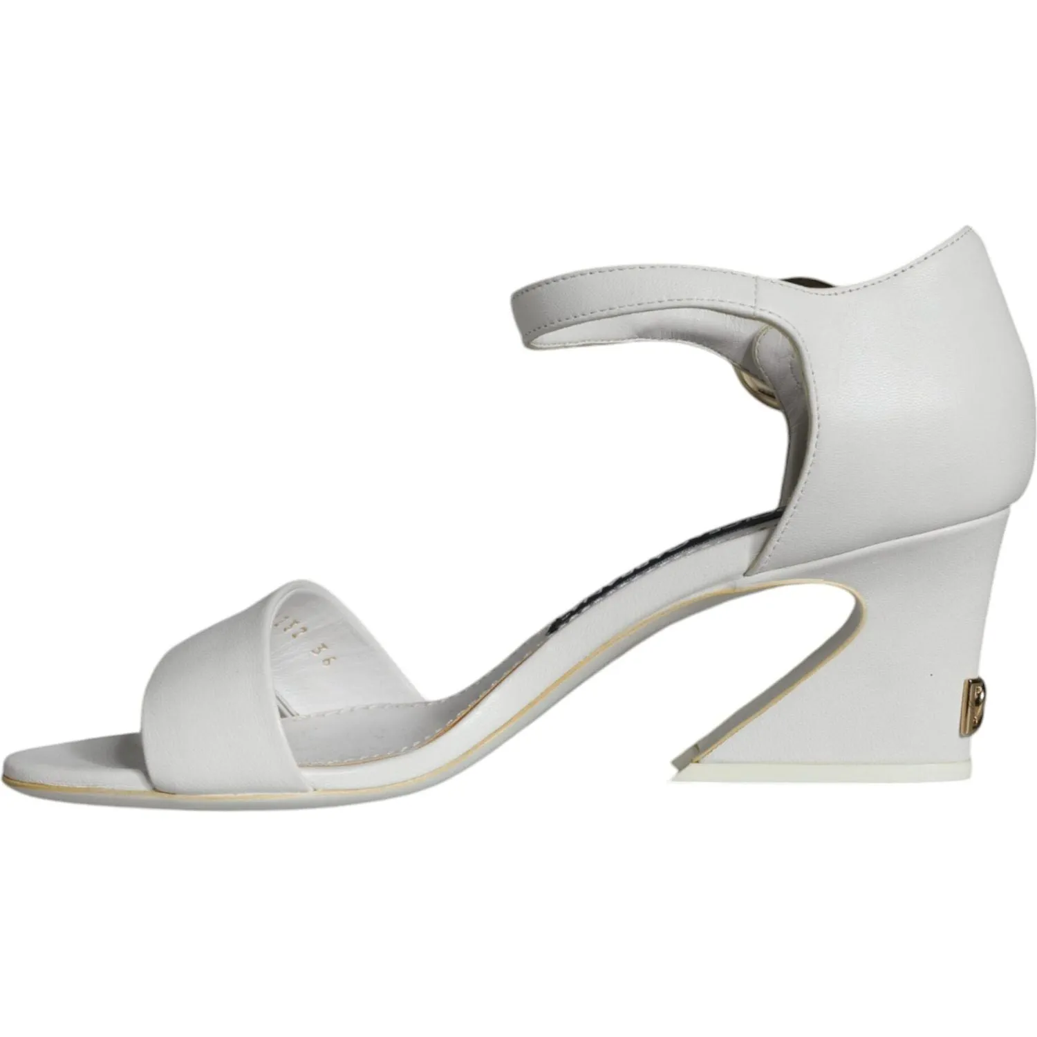 Dolce & Gabbana White Leather Heels Keira Sandals Shoes