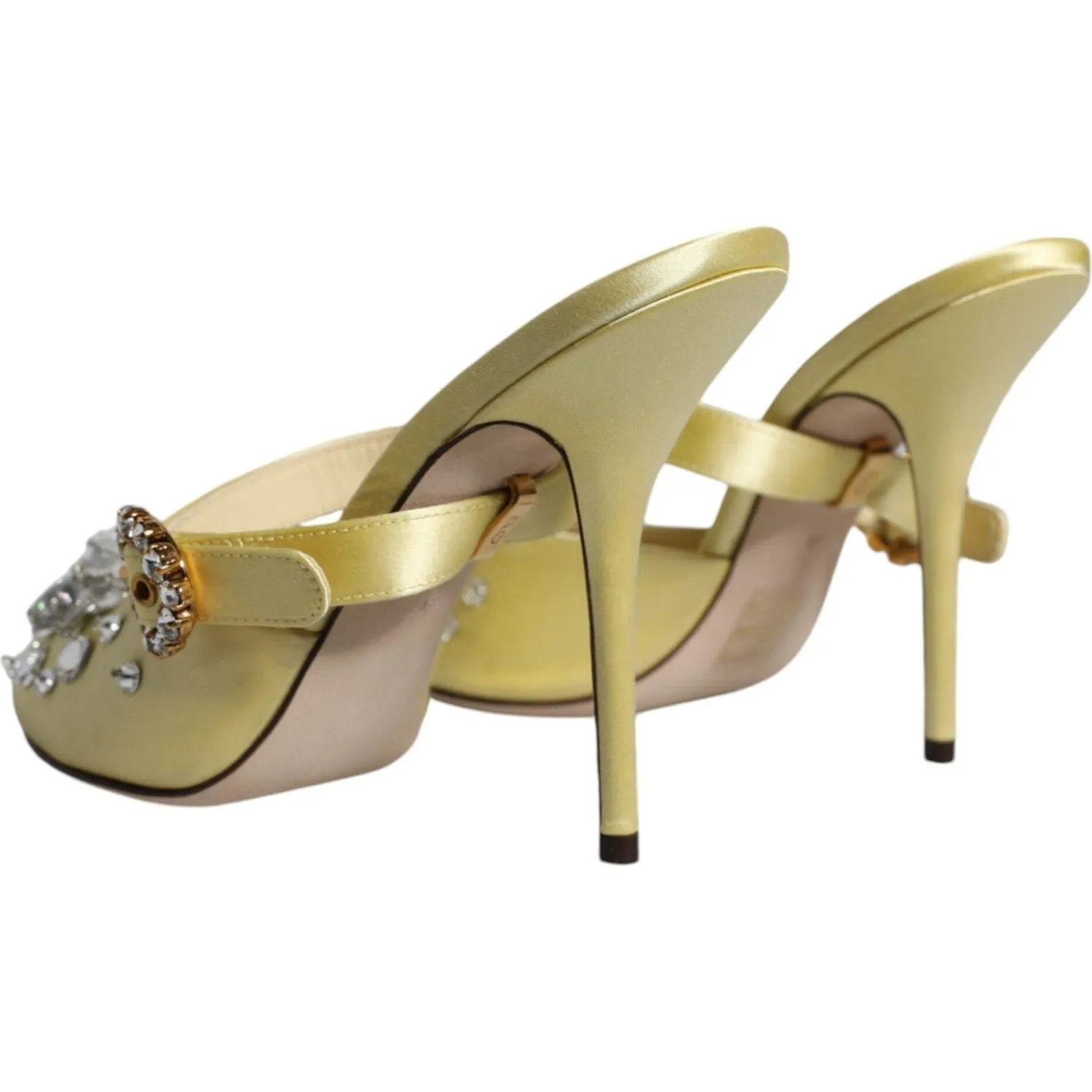 Dolce & Gabbana Yellow Crystal Slides Heels Sandals Shoes