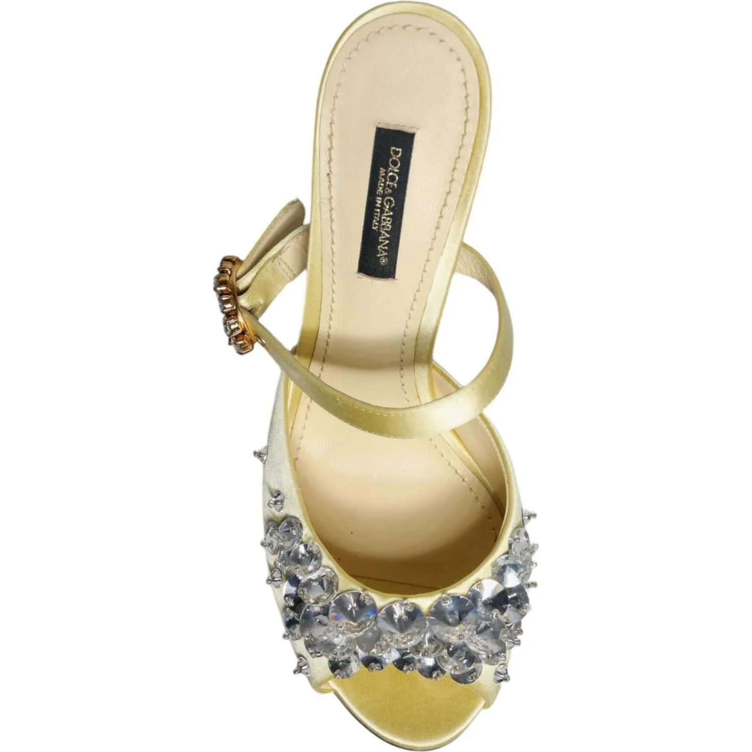 Dolce & Gabbana Yellow Crystal Slides Heels Sandals Shoes