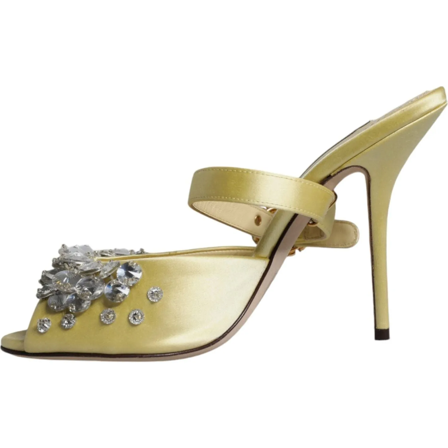 Dolce & Gabbana Yellow Crystal Slides Heels Sandals Shoes