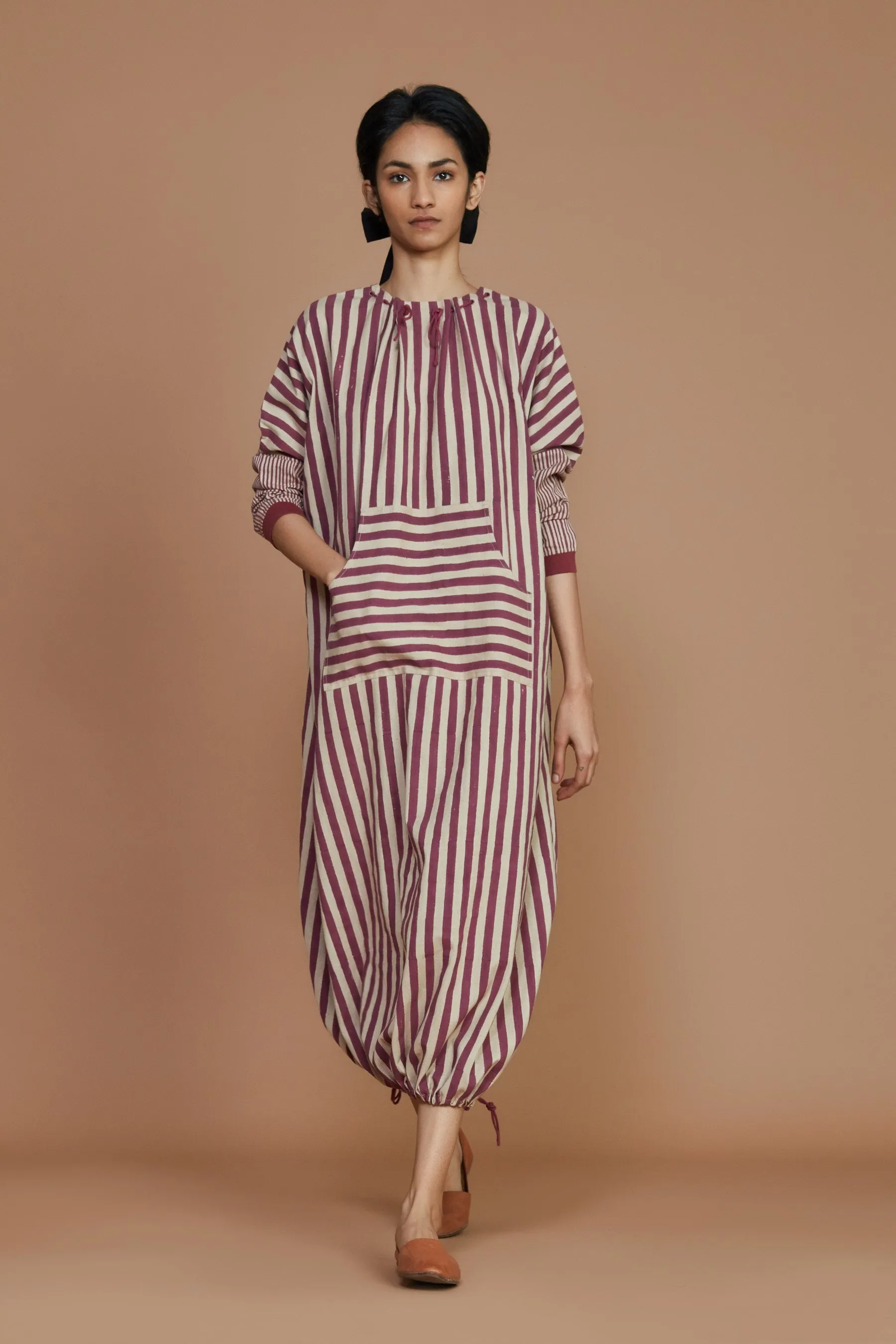 DS Ivory with Mauve Striped Dress