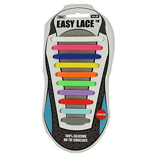 Easy Lace No Tie Elastic Silicone Slip On Trainers Shoelaces 20 Piece