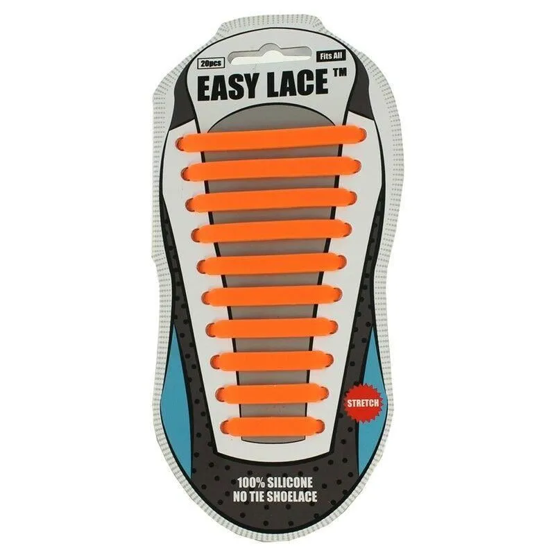 EASY LACE NO TIE ELASTIC SILICONE SLIP ON TRAINERS SHOELACES 20 PIECE