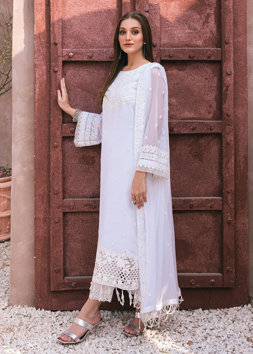 Embroidered Ensembles 3 Pcs by Azure | Snow Haze