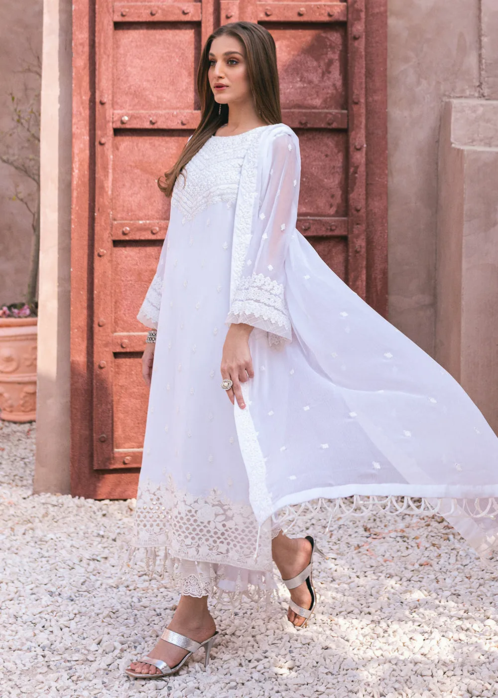 Embroidered Ensembles 3 Pcs by Azure | Snow Haze