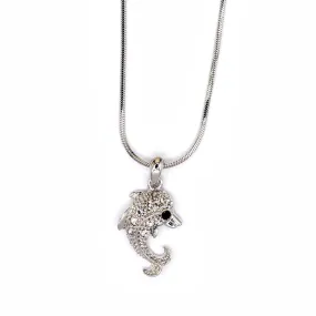 Empire Cove Dolphin Pendant Necklace Silver Toned Rhinestone Fashion Jewelry