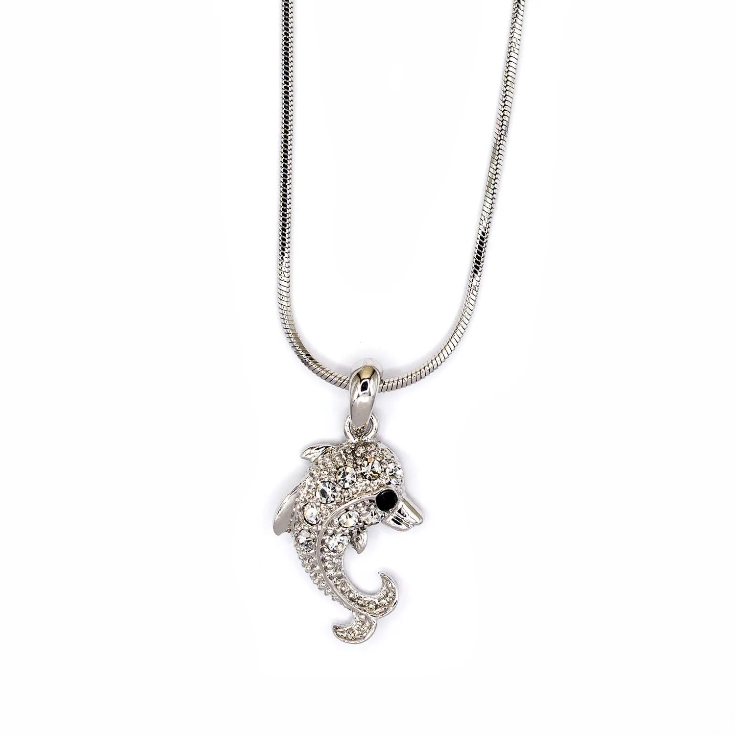 Empire Cove Dolphin Pendant Necklace Silver Toned Rhinestone Fashion Jewelry