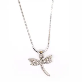 Empire Cove Dragonfly Pendant Necklace Silver Toned Rhinestone Fashion Jewelry