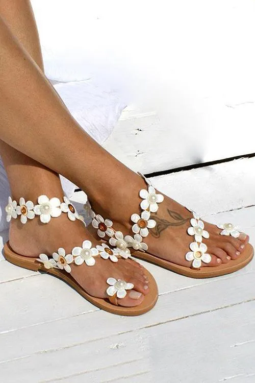 Flower Slip On Flat Sandals