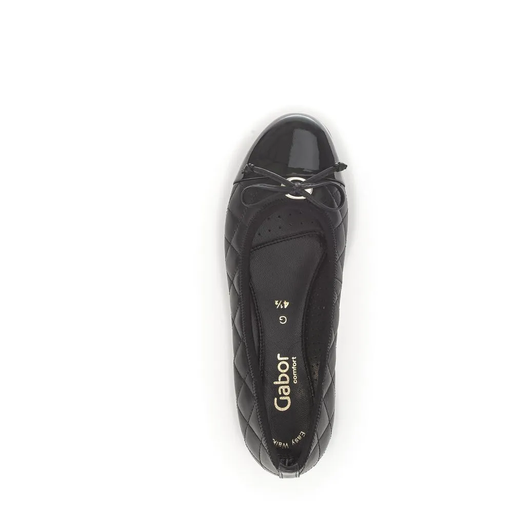 Gabor Women's Ballet Slip-On Flats Black Smooth Leather