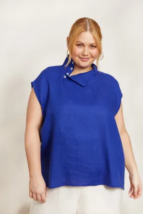 Halcyon Button Top - Cobalt