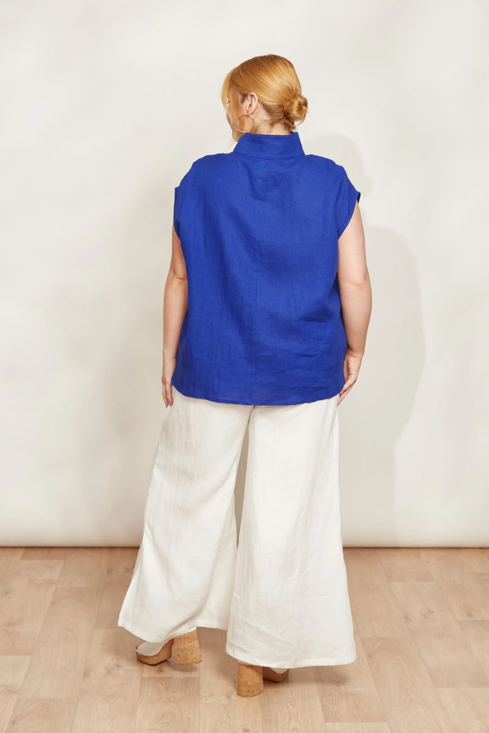 Halcyon Button Top - Cobalt