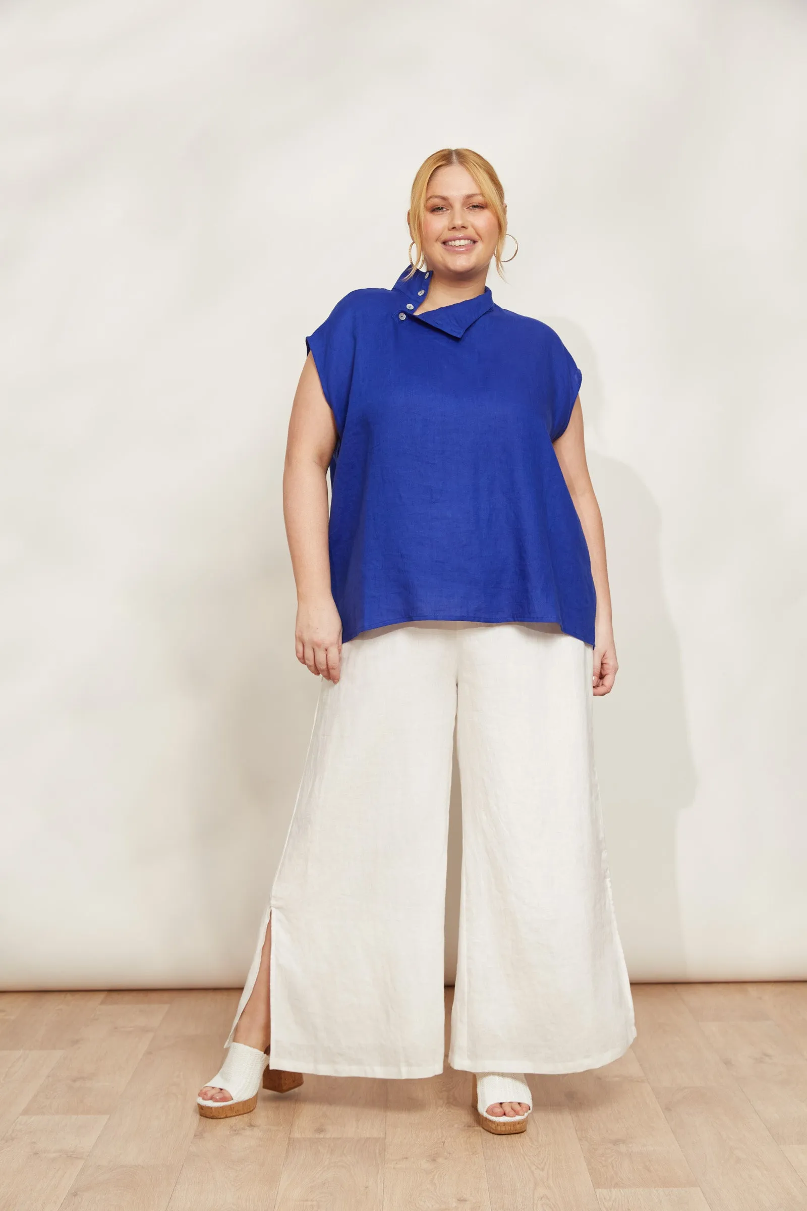 Halcyon Button Top - Cobalt