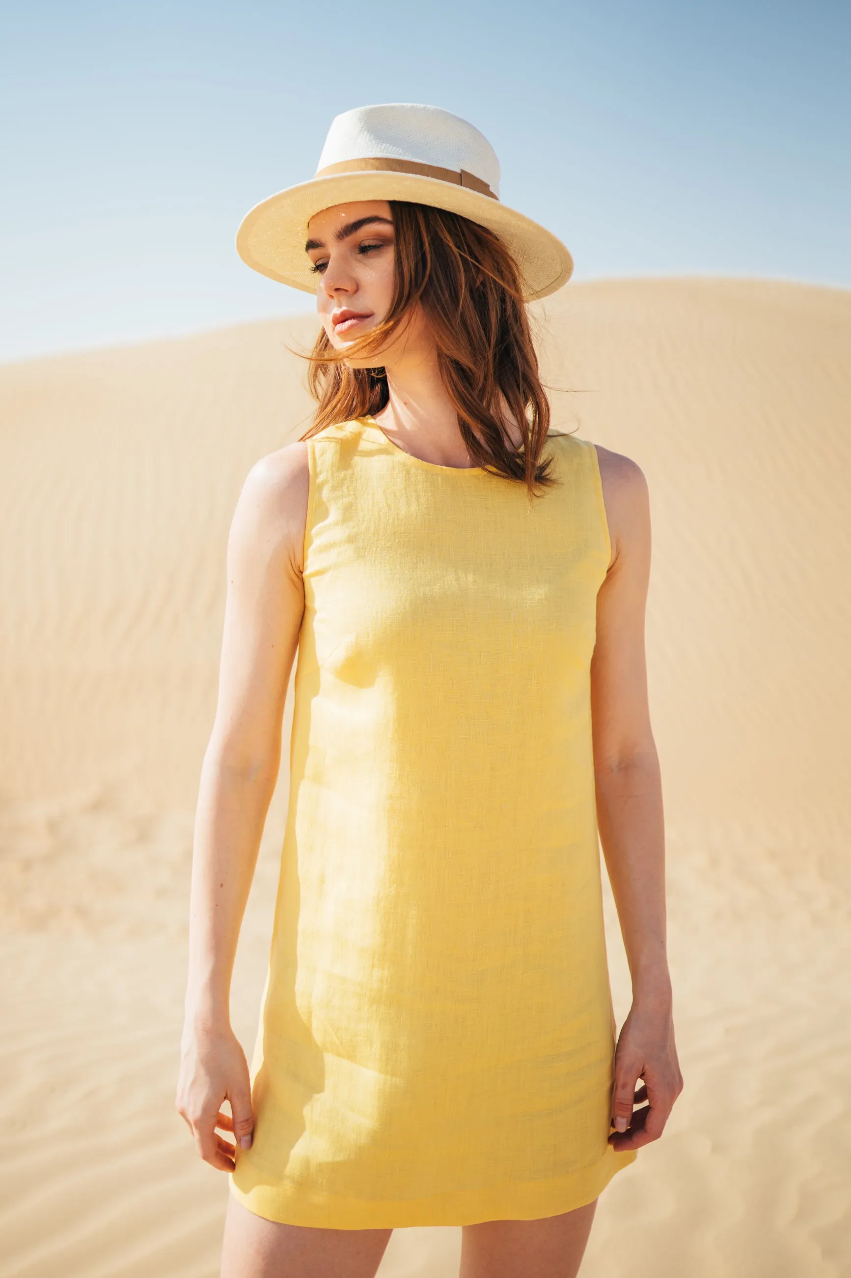 Hana Straight Beach Linen Dress