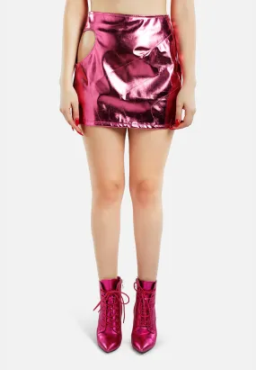 Heart Cut Out Metallic Skirt