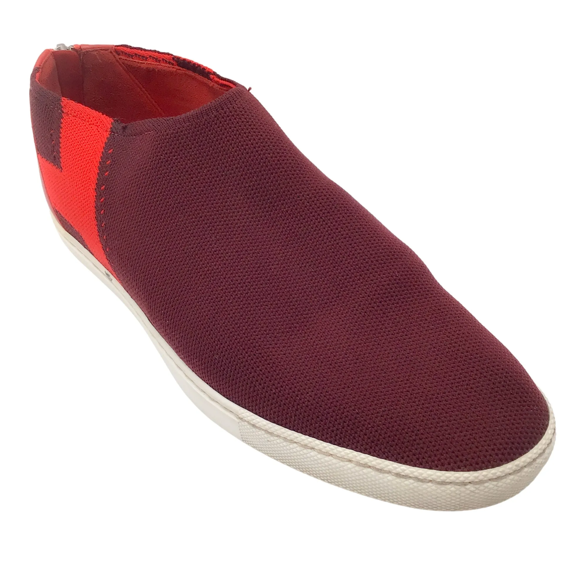 Hermes Burgundy / Red Leather Trimmed Knit Sneakers